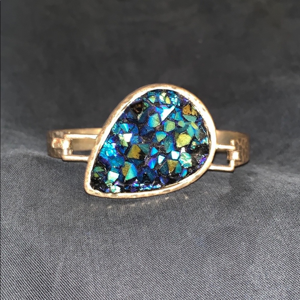 Gold and blue bangle bracelet